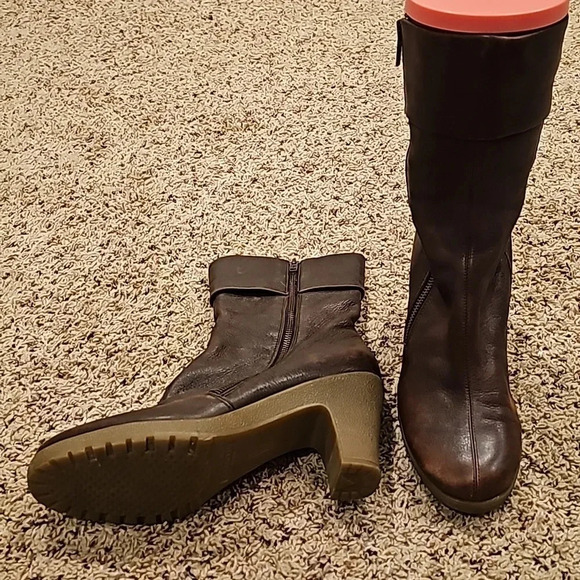 ✨ AEROSOLES "Ruf N Tumble" Black Leather Boots - Size 9.5 - Picture 1 of 1